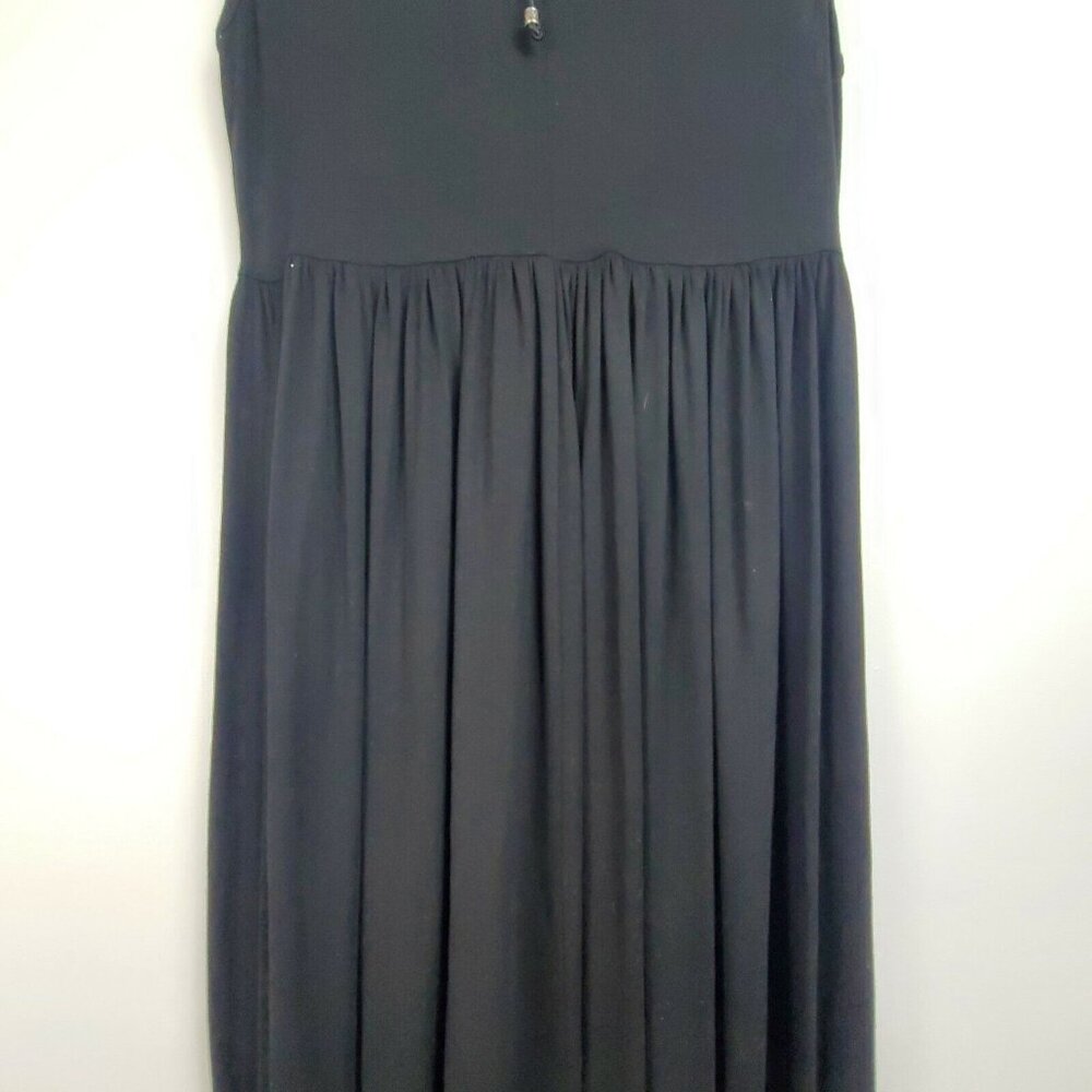 Que Women's Black Drop Crotch Sleeveless Drawstrings V-Neck Jumpsuit Size 6 NWOT - Picture 9 of 10